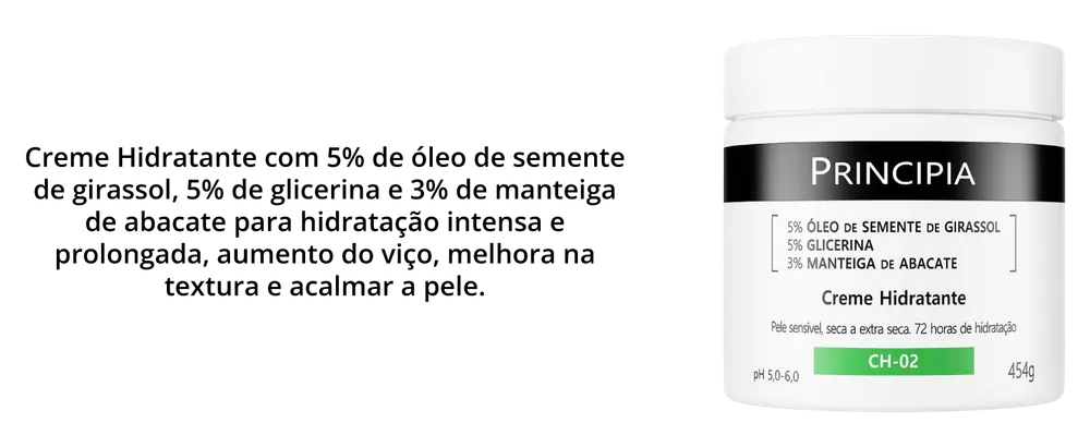 Composição do creme hidratante CH-02: girassol, glicerina e manteiga de abacate
