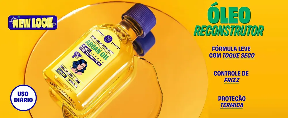 Óleo reconstrutor de uso diário, com controle de frizz e proteção térmica