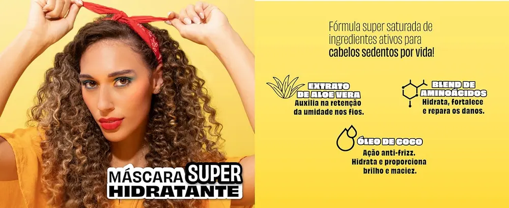 Ativos da máscara: aloe vera, aminoácidos e óleo de coco