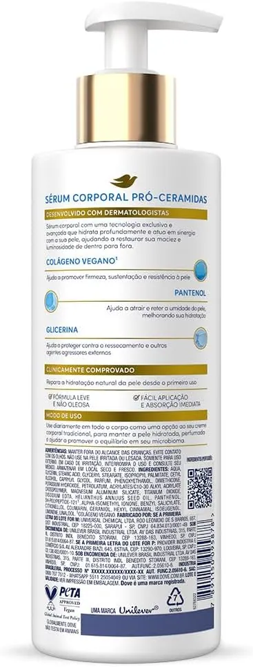 Dove Sérum Hidratante Corporal Pró-Ceramidas com Colágeno Vegano 380ml