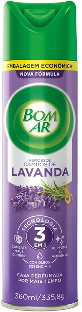Bom Ar Aromatizador de Ambientes Aerossol Campos de Lavanda 360ml