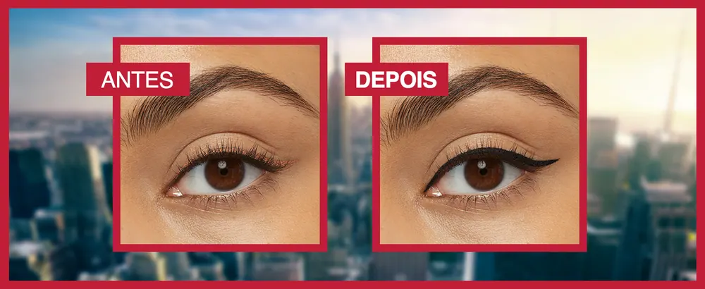 Olhos antes e depois do delineado