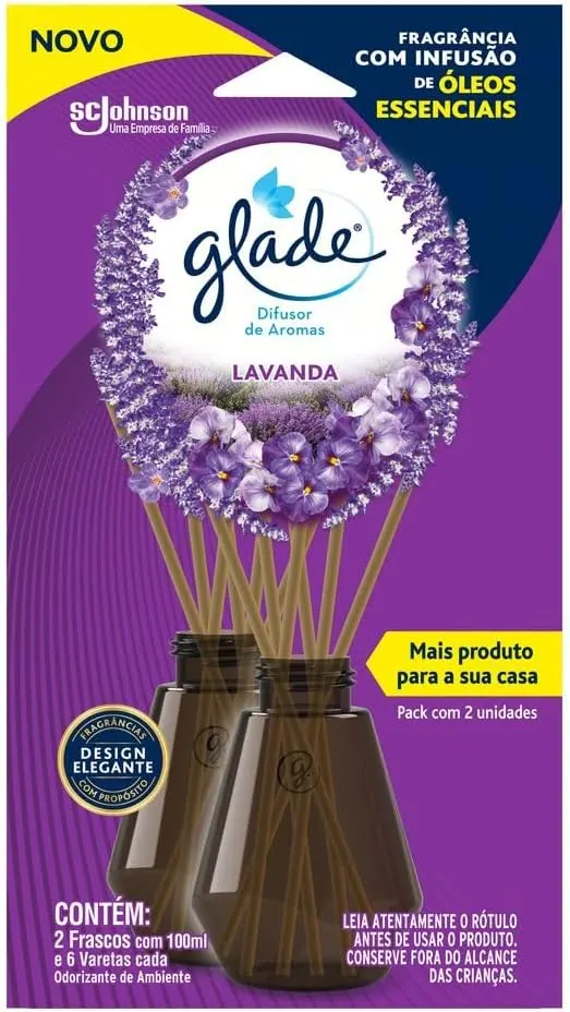 Glade Difusor de Ambiente Lavanda - Kit 2 Frascos 100ml com Varetas