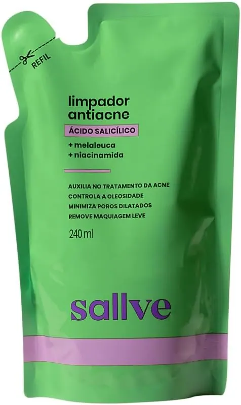 Sallve Limpador Facial com Ácido Salicílico, Niacinamida e Melaleuca - Refil 240ml