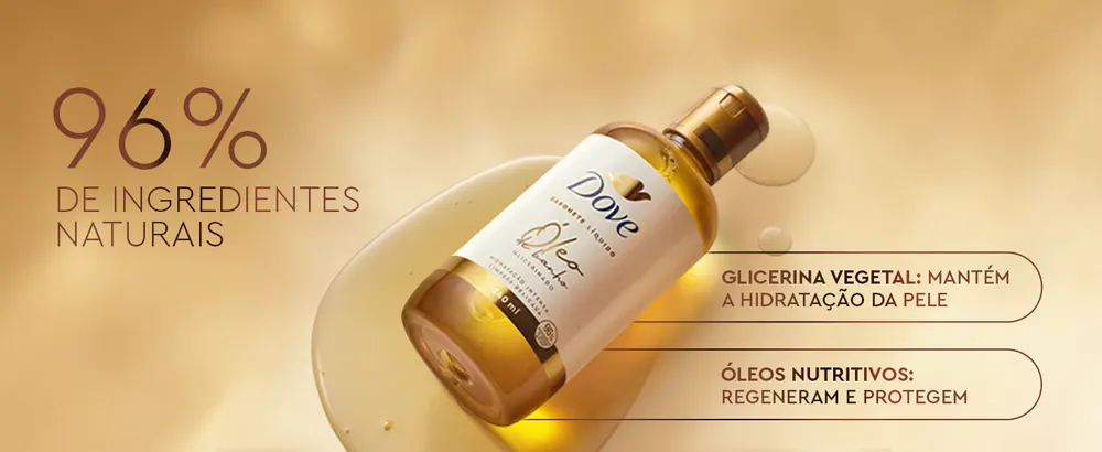 96% de ingredientes de origem natural, com glicerina vegetal