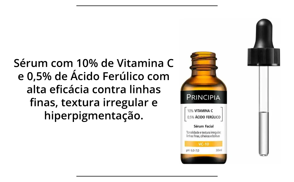 Vitamina C 10% e ácido ferúlico no VC-10