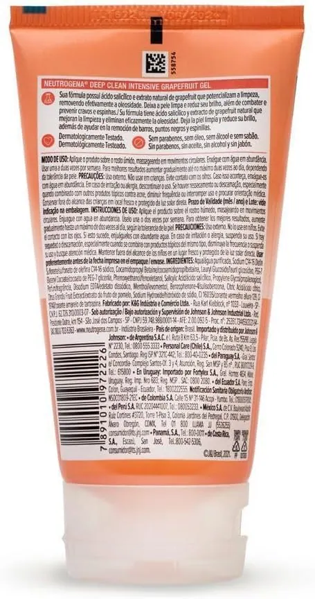 Neutrogena Deep Clean Intensive Gel de Limpeza Facial Grapefruit 150g