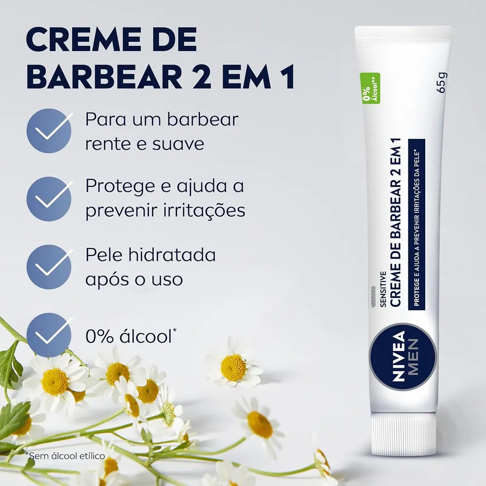 NIVEA MEN Creme de Barbear Sensitive 2 em 1 65g