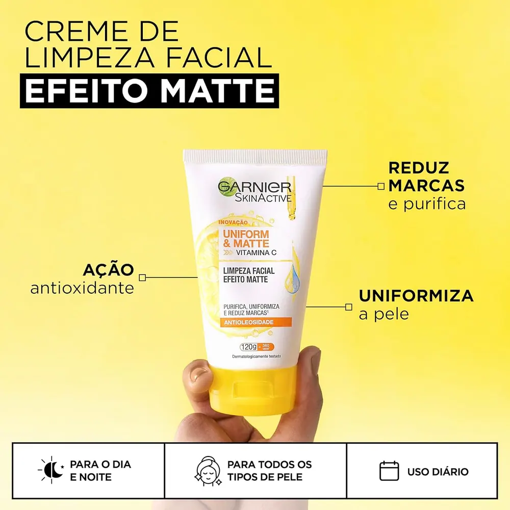 Garnier Sabonete Facial Uniform & Matte Vitamina C Antioleosidade 120g