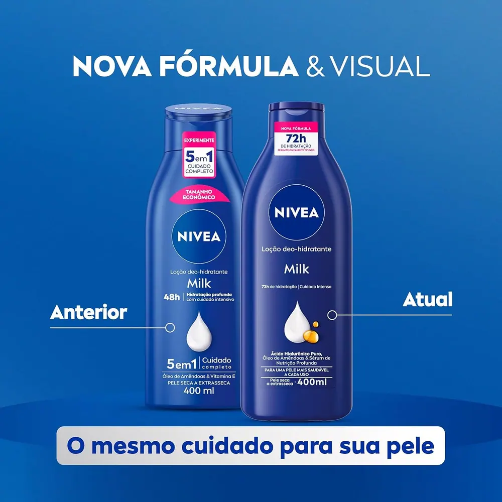 NIVEA Loção Hidratante Milk Pele Seca a Extrasseca 400ml - Kit 2 unidades