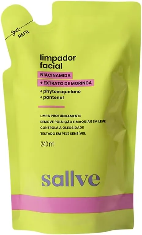 Sallve Limpador Facial com Niacinamida e Moringa - Refil 240ml