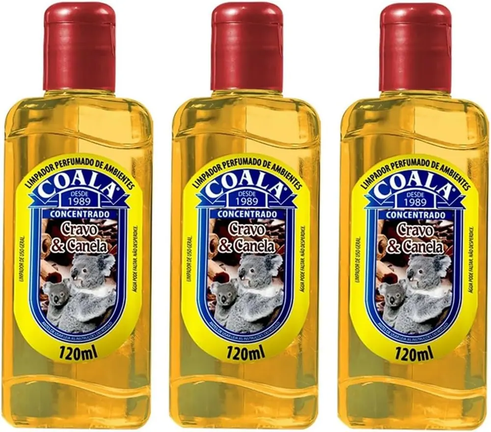 Coala Limpador Perfumado de Ambiente Cravo e Canela 120ml - Kit 3 Frascos