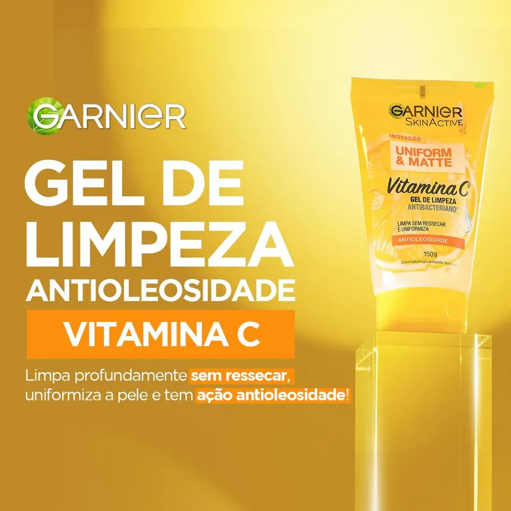 Garnier Uniform & Matte Vitamina C Gel de Limpeza Facial 150g