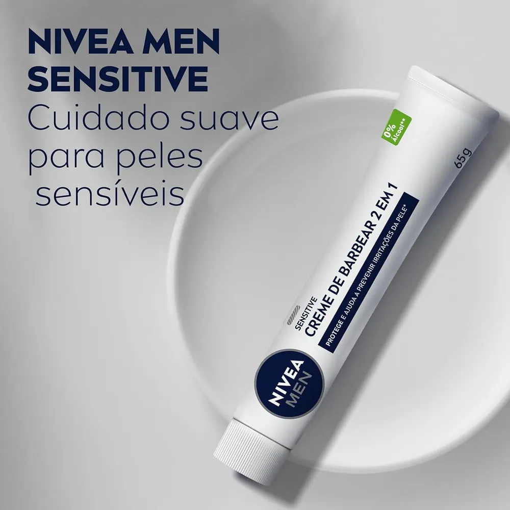 NIVEA MEN Creme de Barbear Sensitive 2 em 1 65g