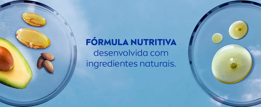 Ingredientes: óleos de macadâmia, amêndoas e abacate e vitaminas