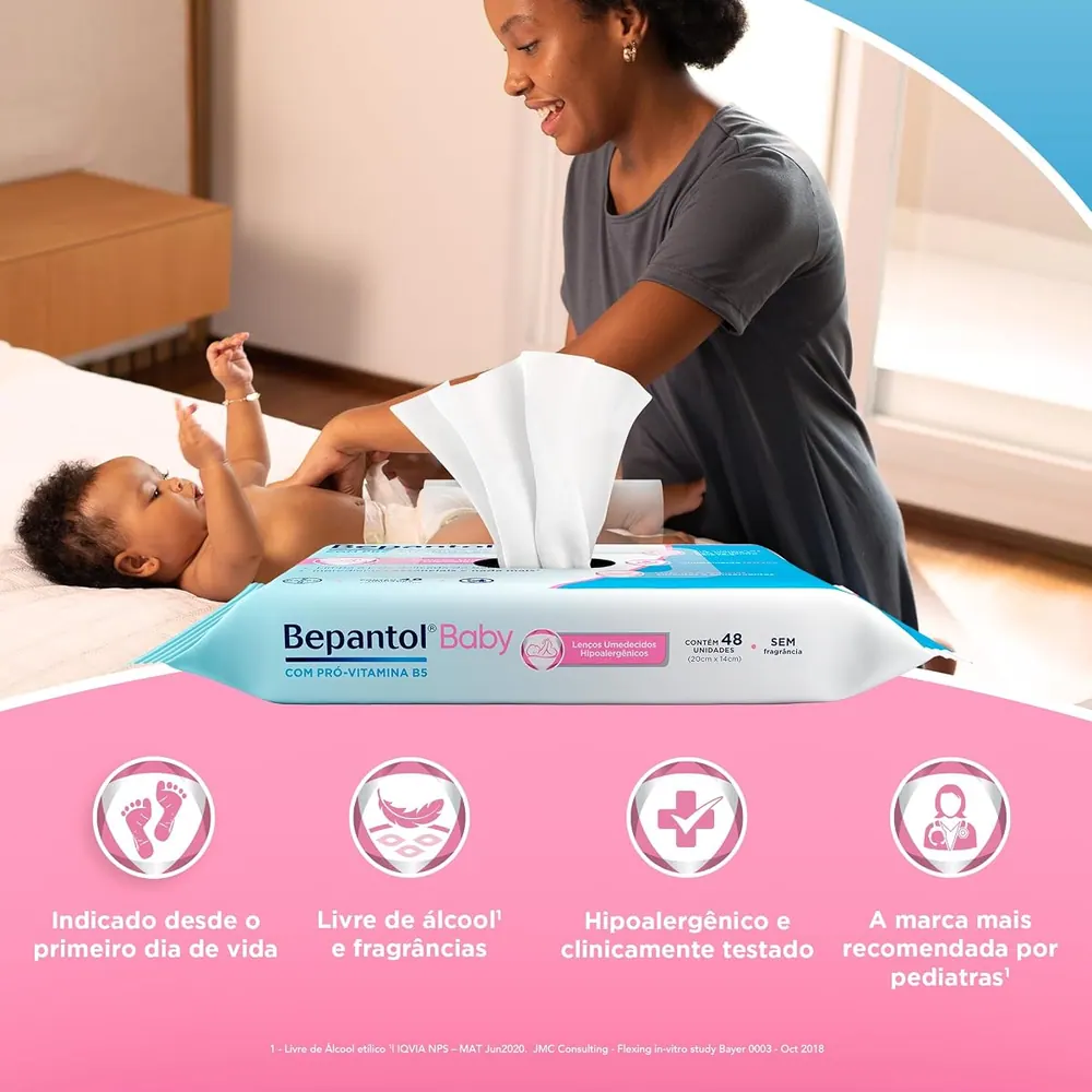 Bepantol Baby Lenço Umedecido Hipoalergênico 48 Unidades