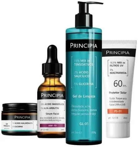 Principia Kit Rotina Completa Antimanchas GL-01 + AM-10 + GH-01 + PS-01