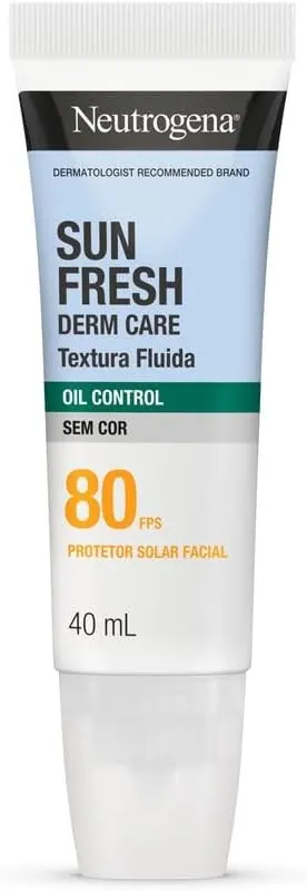 Neutrogena Sun Fresh Derm Care Oil Control Protetor Solar Facial FPS 80 Sem Cor 40ml