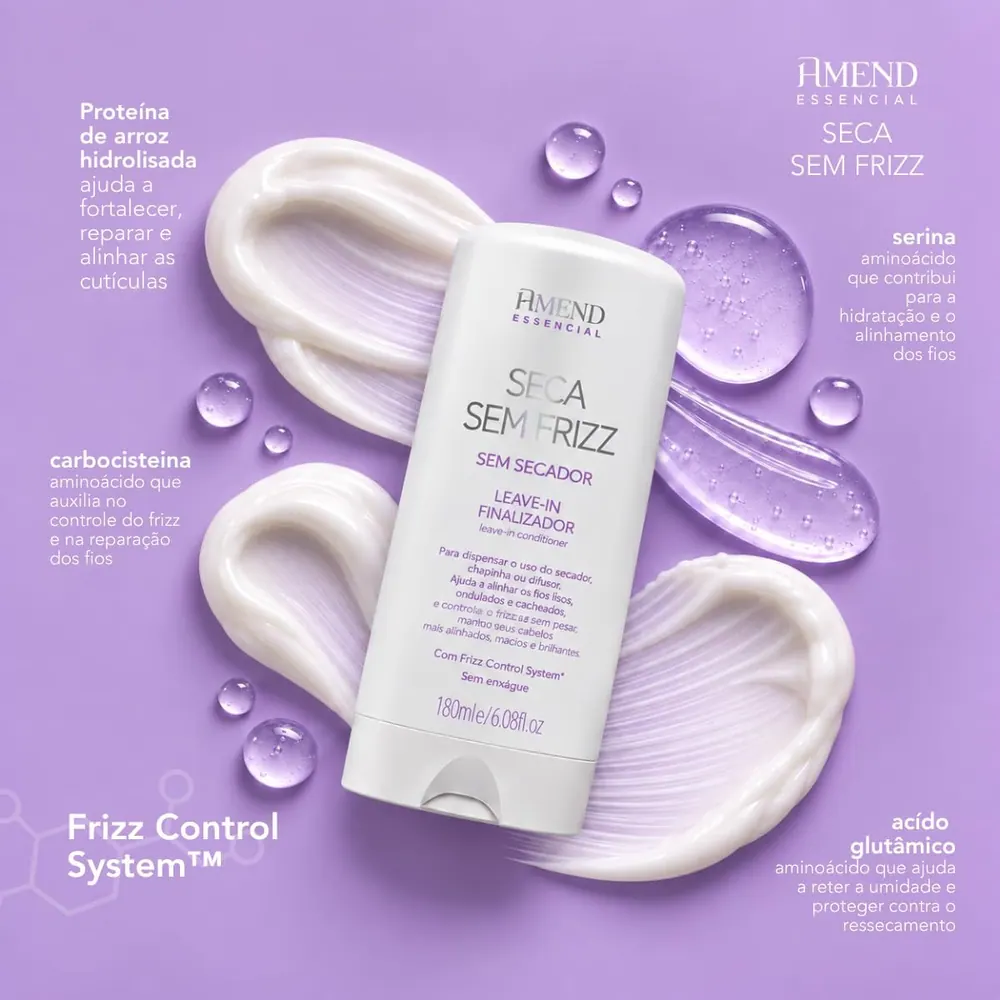 Amend Essencial Seca Sem Frizz Leave-In Finalizador 180ml