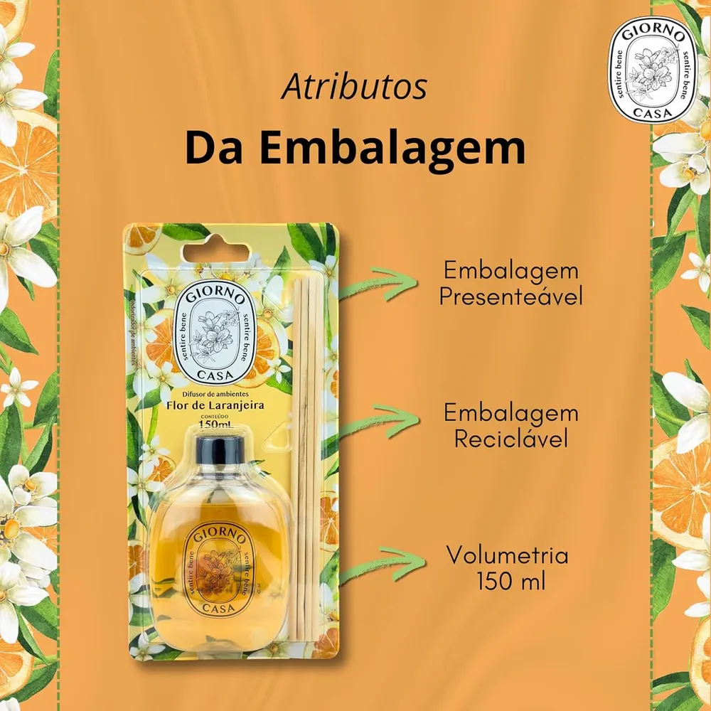 Giorno Casa Difusor de Varetas Flor de Laranjeira 150ml