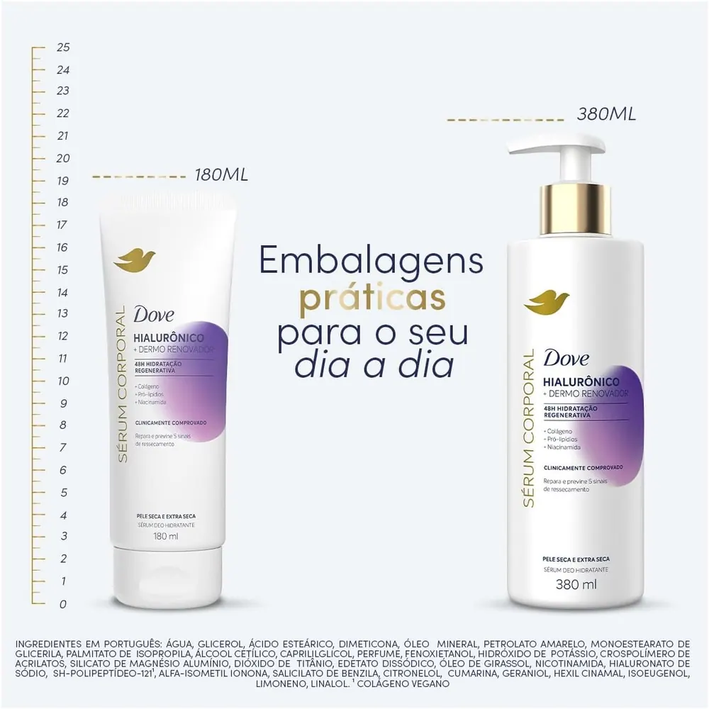 Dove Sérum Hidratante Corporal Dermo Renovador Hialurônico 380ml