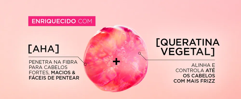 Fórmula enriquecida com AHA e Queratina Vegetal