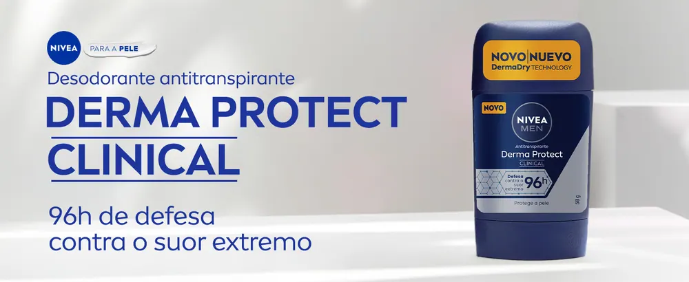 NIVEA MEN Derma Protect Clinical com 96h de defesa contra o suor