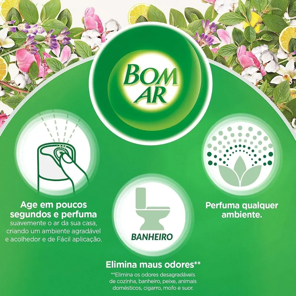 Bom Ar Aromatizador de Ambientes Aerossol Campos de Lavanda 360ml