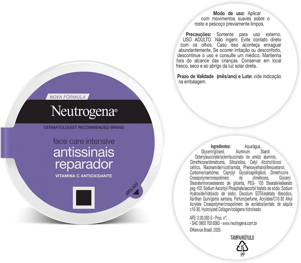 Neutrogena Face Care Intensive Antissinais Reparador 100g