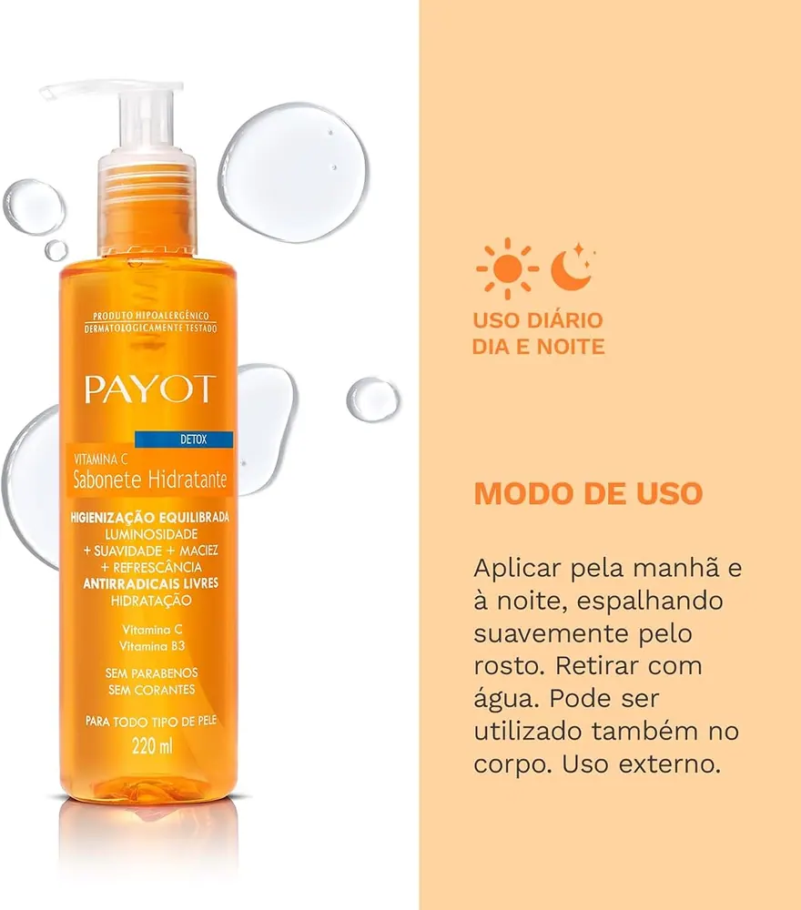 Payot Detox Sabonete Líquido Facial com Vitamina C 220ml