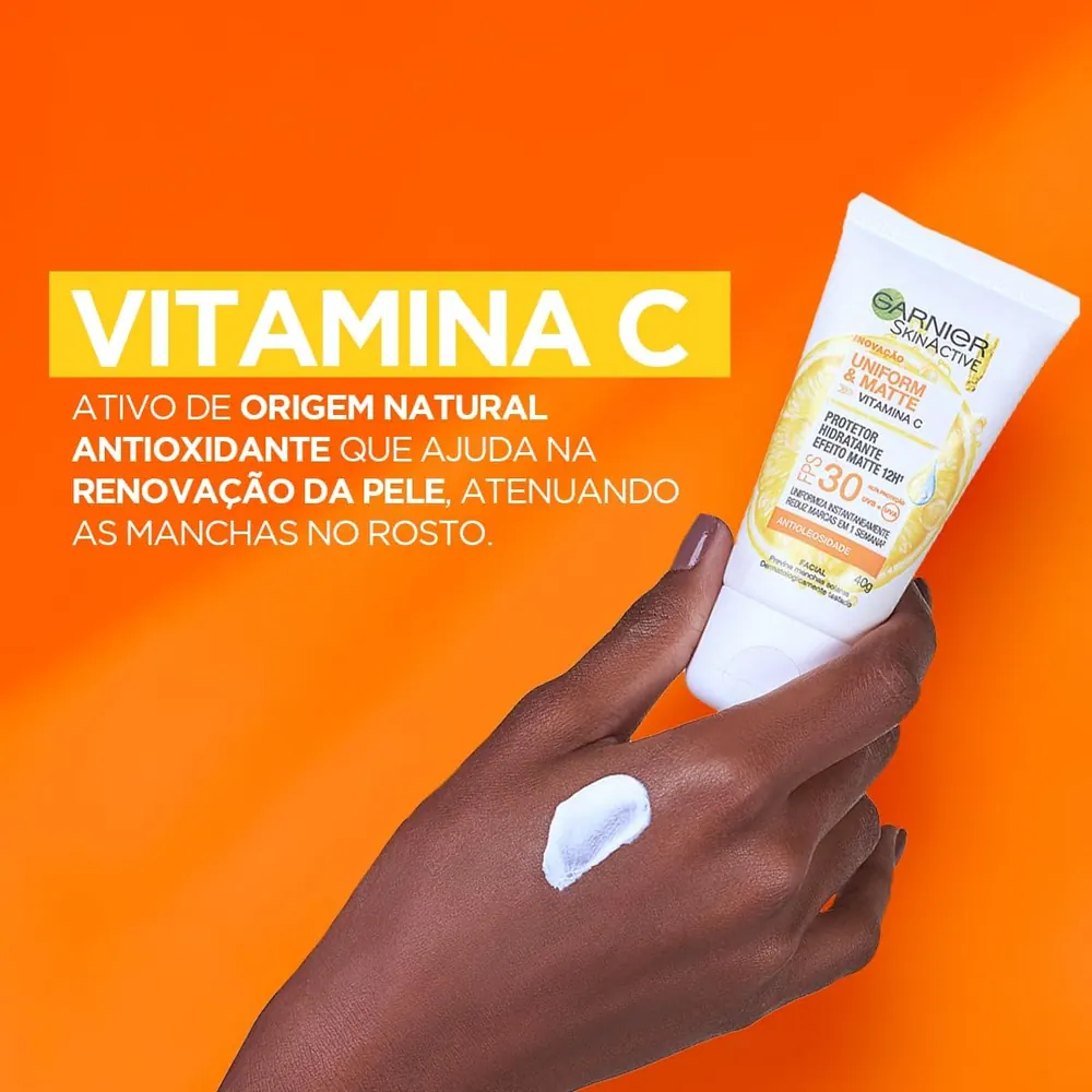 Garnier Uniform & Matte Vitamina C Protetor Solar Facial FPS 30 Sem Cor 40g