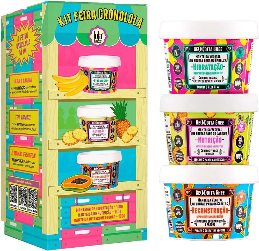 Lola Cosmetics Kit Cronograma Capilar Be(m)dita Ghee - 3 Máscaras Tamanho Mini