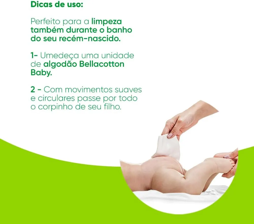 Bellacotton Algodão Quadrado Baby 100% Algodão - 100 Unidades