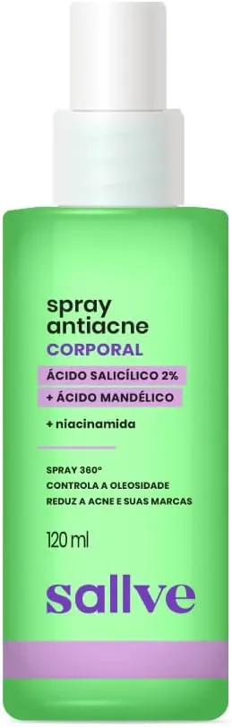 Sallve Spray Corporal com Ácido Salicílico, Mandélico e Niacinamida 120ml