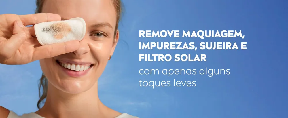 Remove maquiagem, impurezas e filtro solar