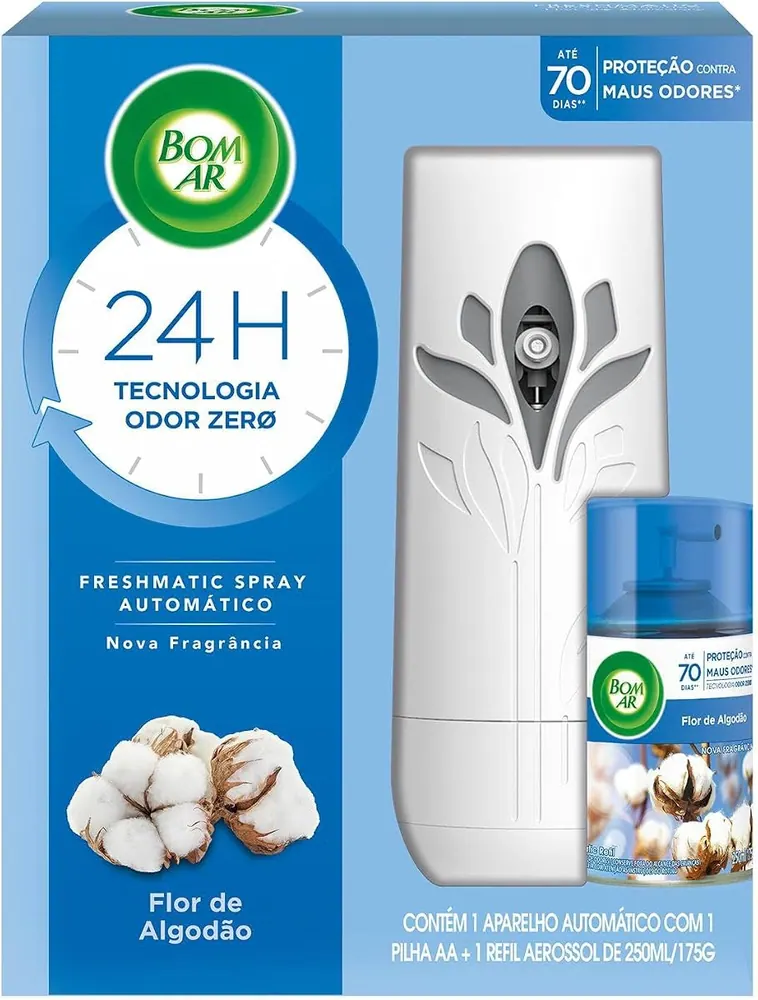 Bom Ar Freshmatic Aromatizador Automático Flor de Algodão - Aparelho + Refil 250ml