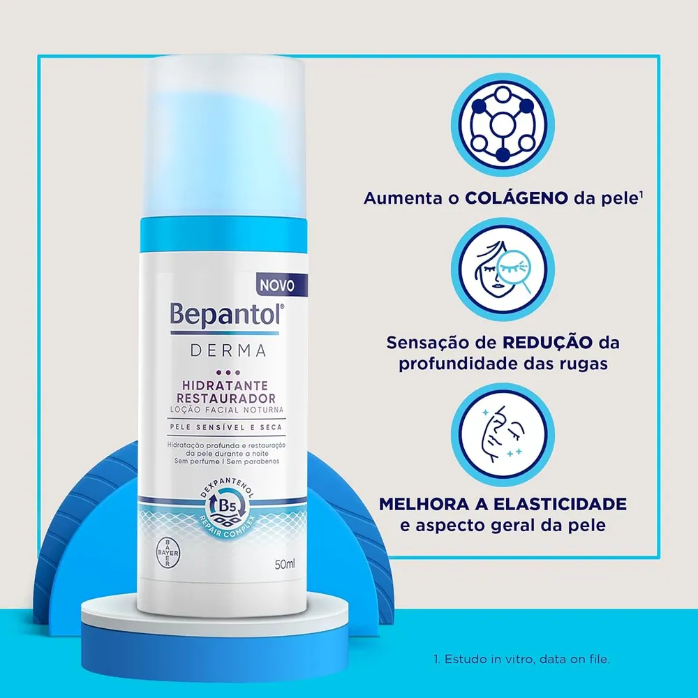 Bepantol Derma Hidratante Facial Noturno Restaurador 50ml