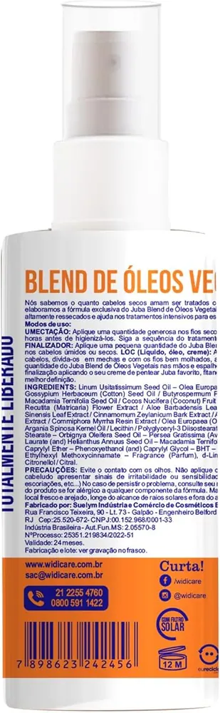 Widi Care Juba Blend de Óleos Vegetais 60ml