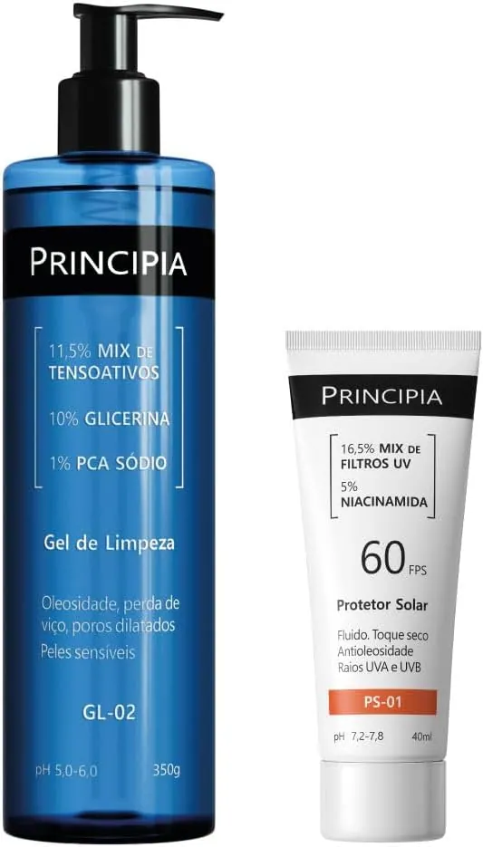 Principia Kit Gel de Limpeza GL-02 + Protetor Solar PS-01 FPS 60