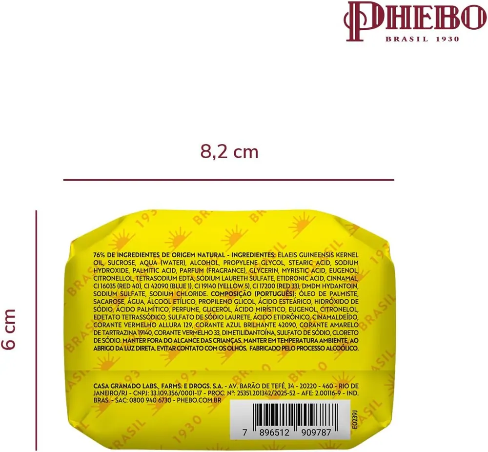 Phebo Sabonete em Barra Odor de Rosas - Kit 12 x 90g