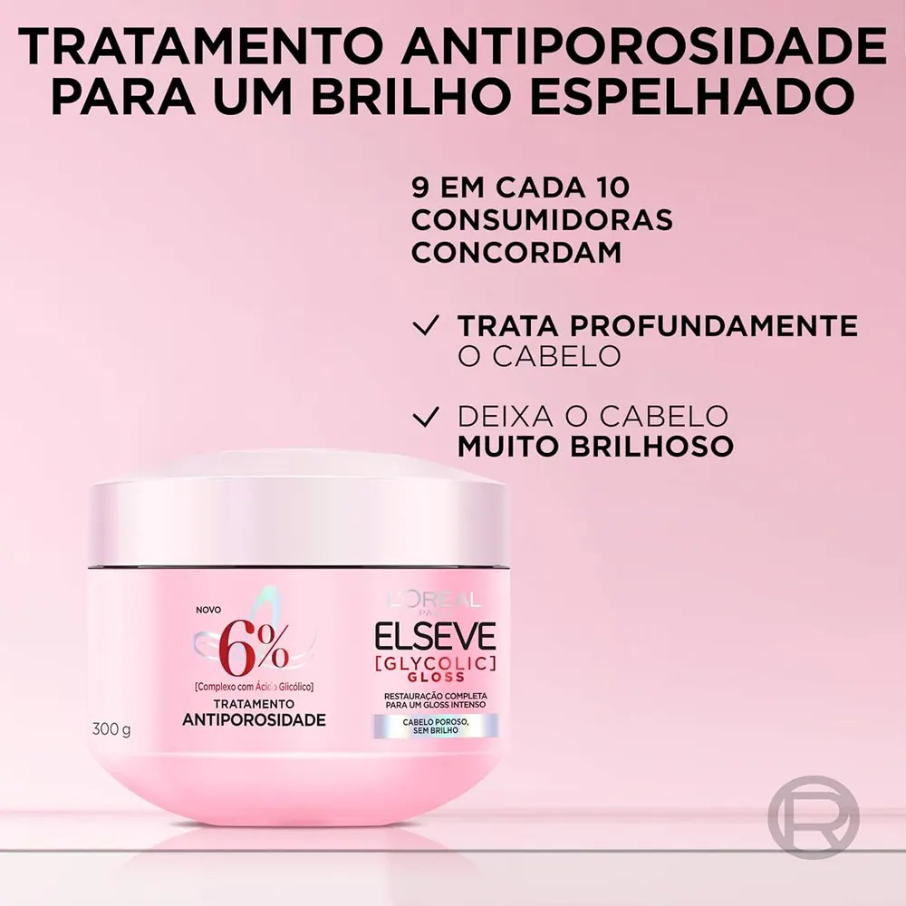 L'Oréal Paris Elseve Glycolic Gloss Máscara de Tratamento Antiporosidade 300g
