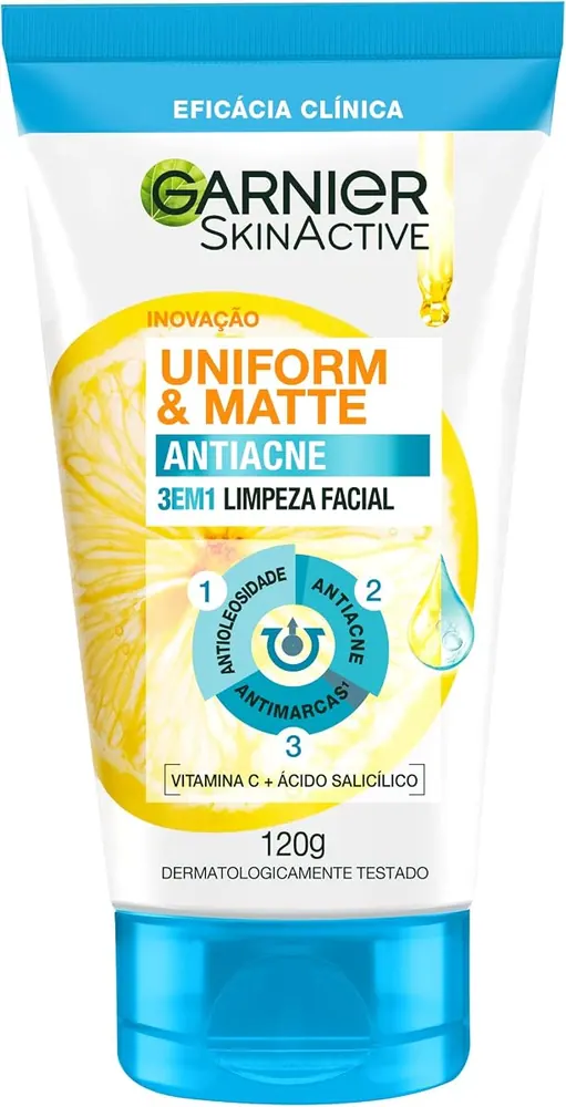 Garnier Uniform & Matte Sabonete Facial 3 em 1 Antiacne 120g