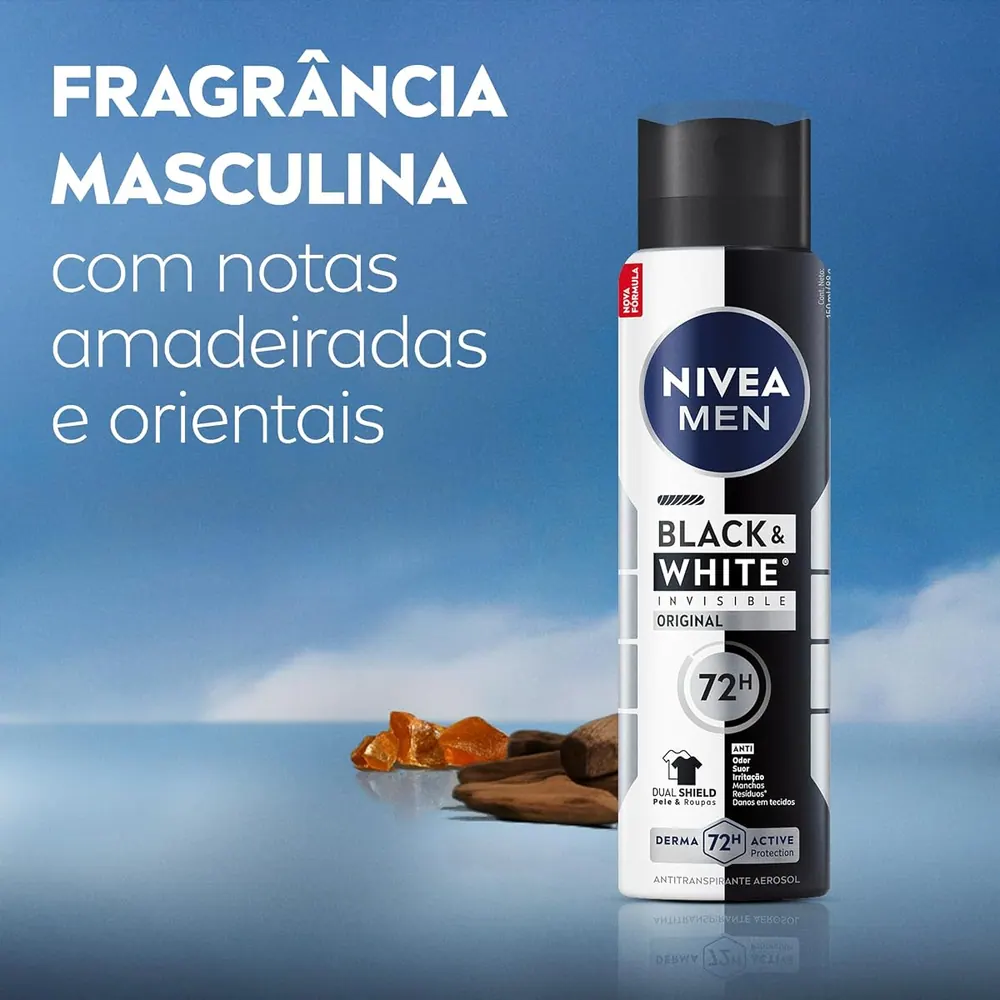 NIVEA Men Desodorante Aerosol Black & White Invisible Original - Kit 2 x 150ml