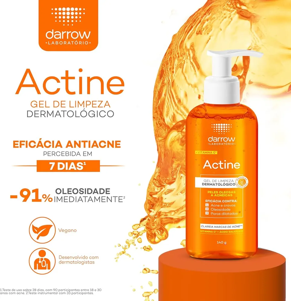 Darrow Actine Gel de Limpeza Facial com Ácido Salicílico e Vitamina C 140g