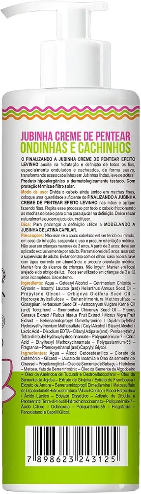 Widi Care Jubinha Creme de Pentear Finalizando a Jubinha Efeito Levinho 300ml