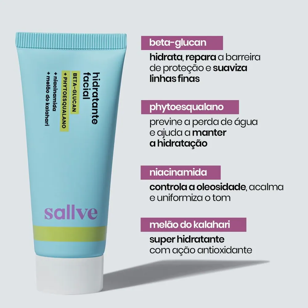 Sallve Hidratante Facial Beta-Glucan e Niacinamida 40g