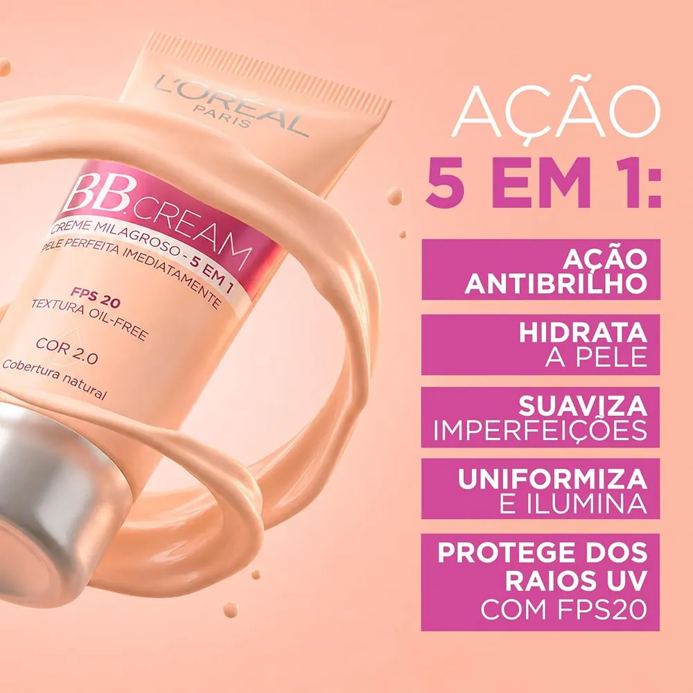 L'Oréal Paris Dermo Expertise BB Cream 5 em 1 FPS 20 Cor Clara 30ml
