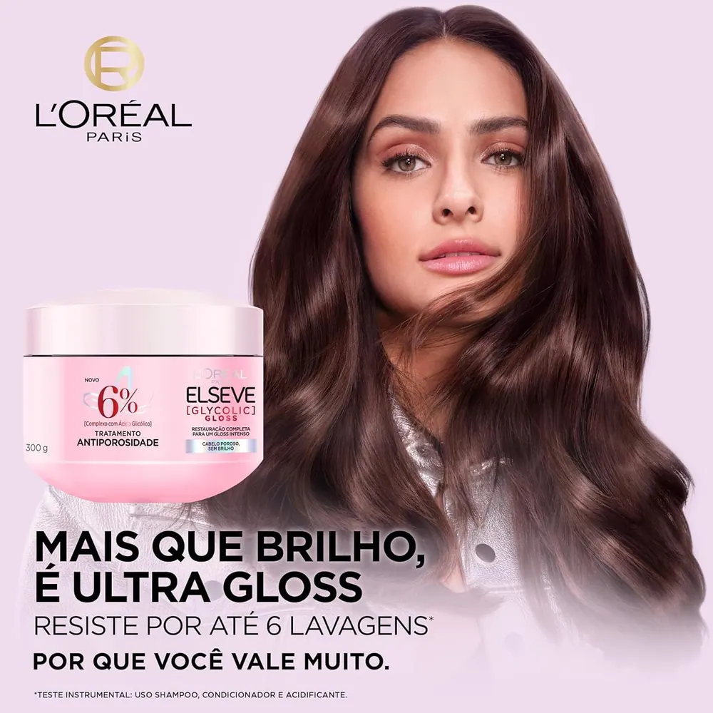 L'Oréal Paris Elseve Glycolic Gloss Máscara de Tratamento Antiporosidade 300g