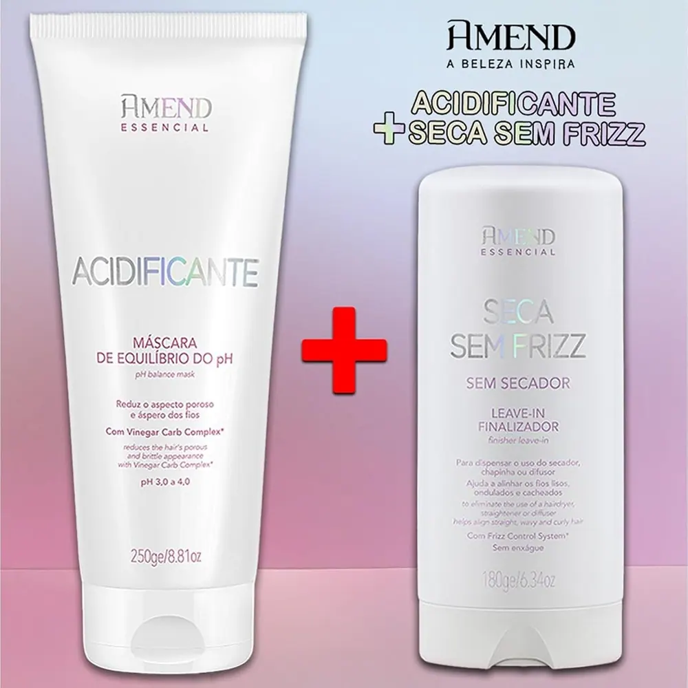 Amend Essencial Kit Leave-In Seca Sem Frizz 180ml + Máscara Acidificante 250g