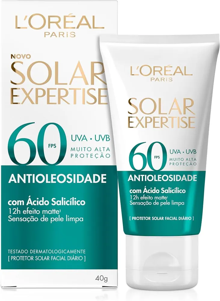 L'Oréal Paris Protetor Solar Facial Solar Expertise Antioleosidade FPS 60 Sem Cor 40g